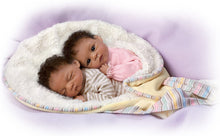 Load image into Gallery viewer, The Ashton - Drake Galleries Jayda and Jayden Lifelike So Truly Real® African American Black Baby Twin Dolls Poseable in Bunting with Soft RealTouch® Vinyl Skin by Doll Artist Waltraud Hanl 13"-Inches - RCE Global Solutions