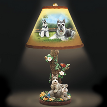 Load image into Gallery viewer, Schnauzer Table Lamp with Linda Picken Art and Sculpted Base by The Bradford Exchange - RCE Global Solutions