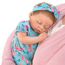 Load image into Gallery viewer, The Ashton - Drake Galleries Bella Interactive Lifelike TrueTouch® Authentic Silicone Baby Girl Doll Breathes and Coos Weighted Fully Poseable with Custom Floral Sleeper & Headband by Artist Linda Murray 19"-inches - RCE Global Solutions