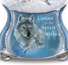 Load image into Gallery viewer, The Bradford Exchange Eddie Lepage Silver Scout Wolf Musical Glitter Snow Globe - RCE Global Solutions