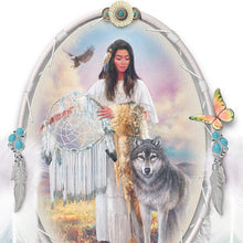 Load image into Gallery viewer, The Bradford Exchange Peace Dreamcatcher Wall Decor with Russ Docken Artwork on Hand Stretched Leather - RCE Global Solutions