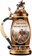 Load image into Gallery viewer, John Wayne Duke Porcelain Stein With Bronze Toned Metal Alloy Lid: Drink Safe by The Bradford Exchange - RCE Global Solutions