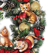 Load image into Gallery viewer, The Bradford Exchange Merry Mischief Makers Illuminated Always in Bloom Wreath with Kittens - RCE Global Solutions