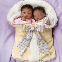 Load image into Gallery viewer, The Ashton - Drake Galleries Jayda and Jayden Lifelike So Truly Real® African American Black Baby Twin Dolls Poseable in Bunting with Soft RealTouch® Vinyl Skin by Doll Artist Waltraud Hanl 13"-Inches - RCE Global Solutions