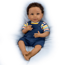 Load image into Gallery viewer, The Ashton - Drake Galleries Just Too Cute Jackson So Truly Real® Lifelike & Realistic Weighted African American Baby Boy Doll by Linda Murray 18-inches - RCE Global Solutions