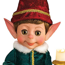 Load image into Gallery viewer, The Ashton - Drake Galleries Charlie the Christmas Elf Holiday Decor Doll with an Illuminating Candle Stocking and Santa's List Poseable High Quality Vinyl by Ina Volprich 14"-Inches - RCE Global Solutions