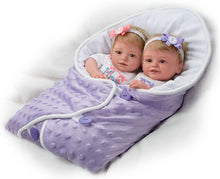Load image into Gallery viewer, The Ashton - Drake Galleries Lifelike Poseable Twins "Hope and Faith" Baby Dolls Set with Purple Baby Bunting by Mayra Garza 14-inches - RCE Global Solutions