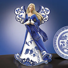 Load image into Gallery viewer, The Hamilton Collection Blessings For Two Lovers Romantic Blue Willow-Inspired Angel Figurine by Karen Hahn 7-inches - RCE Global Solutions