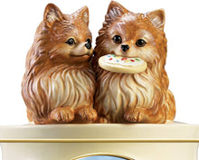 Load image into Gallery viewer, Linda Picken Pomeranian Art Ceramic Cookie Jar With Sculpted Pomeranians On Lid by The Bradford Exchange - RCE Global Solutions