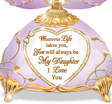 Load image into Gallery viewer, The Bradford Exchange Daughter, Wherever Life Takes You Porcelain Butterfly Faberge-Inspired Egg-Shaped Music Box Featuring 80 Hand-Set Jewels & Adorned with 22K Gold-Plated Accents - RCE Global Solutions