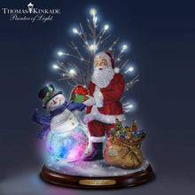 Load image into Gallery viewer, The Bradford Exchange Thomas Kinkade A Very Illuminated Snowman and Santa Claus Sculpture - RCE Global Solutions