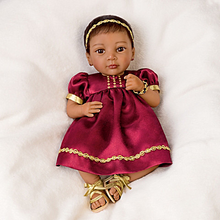 Load image into Gallery viewer, The Ashton - Drake Galleries Mira's Family Celebration So Truly Real® Lifelike Weighted Baby Girl Doll Hindu Satin Dress and Soft RealTouch® Vinyl Skin by Master Doll Artist Ina Volprich 14"-inches - RCE Global Solutions