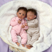 Load image into Gallery viewer, The Ashton - Drake Galleries Jayda and Jayden Lifelike So Truly Real® African American Black Baby Twin Dolls Poseable in Bunting with Soft RealTouch® Vinyl Skin by Doll Artist Waltraud Hanl 13"-Inches - RCE Global Solutions