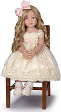Load image into Gallery viewer, The Ashton - Drake Galleries Pearls Lace and Grace Lifelike So Truly Real® Child Girl Doll in Custom Hand Sewn Ivory Satin Dress Realistic Weighted Poseable with Soft RealTouch® Vinyl Skin 28"-Inches - RCE Global Solutions