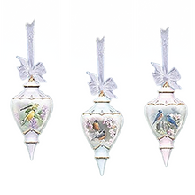 Load image into Gallery viewer, The Bradford Exchange Sweet Songbirds Heirloom Porcelain Songbird Accented Teardrop Ornaments Set of 3 By Susan Bourdet - RCE Global Solutions