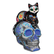 Load image into Gallery viewer, The Hamilton Collection Purr-cious Loving Spirit Day of The Dead Sugar Skull Cat Figurine Adorned with Hand-Set Faux Jewels and Glow-in-The-Dark Accents - RCE Global Solutions