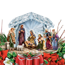 Load image into Gallery viewer, The Bradford Exchange "O Holy Night" Always in Bloom™ Illuminated Crystal Centerpiece with Nativity Scene by Thomas Kinkade 8-inches - RCE Global Solutions