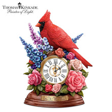 Load image into Gallery viewer, The Hamilton Collection Time Heals All But Love Never Fades Remembrance Cardinal Table Clock by Thomas Kinkade 7-inches - RCE Global Solutions