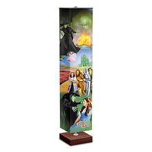 Load image into Gallery viewer, The Bradford Exchange The Wizard of Oz Floor Lamp Decor with Follow the Yellowbrick Road to Emerald City Art on 4 Sided Fabric Shade Wood Tone Base With Foot Pedal Switch 5'-Feet - RCE Global Solutions