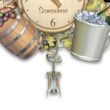 Load image into Gallery viewer, Wine O’clock A Wine Lover’s Sculptural Wall Clock With Corkscrew Pendulum - RCE Global Solutions