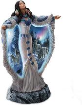 Load image into Gallery viewer, The Bradford Exchange James Meger Spiritual Maiden Sculpture Lights Up with Wolf Art on Her Cloak - RCE Global Solutions