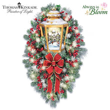 Load image into Gallery viewer, The Bradford Exchange Thomas Kinkade A Happy Homecoming Wreath Always In Bloom Illuminated Lantern Wreath 24-inches - RCE Global Solutions