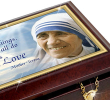 Load image into Gallery viewer, Mother Teresa Music Box with Rosary and Canonization Card by The Bradford Exchange - RCE Global Solutions
