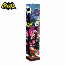 Load image into Gallery viewer, The Bradford Exchange Batman Floor Lamp Features Colorful Graphics of Robin Batgirl Catwoman Joker Penguin Riddler Mr Freeze and Egghead on 4 Sided Fabric Shade with Hands Free Floor Switch 5'-Feet - RCE Global Solutions