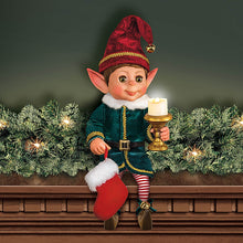 Load image into Gallery viewer, The Ashton - Drake Galleries Charlie the Christmas Elf Holiday Decor Doll with an Illuminating Candle Stocking and Santa's List Poseable High Quality Vinyl by Ina Volprich 14"-Inches - RCE Global Solutions