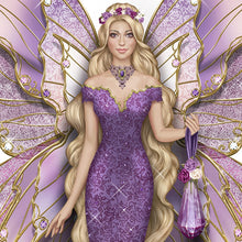 Load image into Gallery viewer, Serenity of The Amethyst Hand-Painted Fairy Figurine Featuring Butterfly-Like Layered Wings with Hand-Applied Glitter Inspired by Artist Sara Biddle - RCE Global Solutions