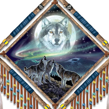Load image into Gallery viewer, The Bradford Exchange Al Agnew Northern Lights and Wolf Art Glow in The Dark Dreamcatcher with Leather - RCE Global Solutions