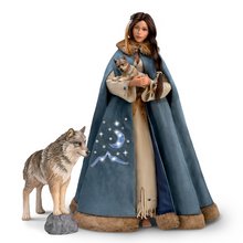Load image into Gallery viewer, The Ashton - Drake Galleries Maiden of the Wolf Moon Portrait Doll Collector’s Edition Handcrafted & Hand Painted with Removable Light Up Cape and 2 Wolf Figures 21-inches - RCE Global Solutions