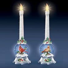 Load image into Gallery viewer, The Bradford Exchange James Hautman Sculpted Cardinals Merry Messengers Lighted Snowglobe Flameless Candle Set 12.5 Inches - RCE Global Solutions