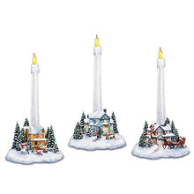 Load image into Gallery viewer, The Bradford Exchange Thomas Kinkade Holiday Lights, Spirits Bright Village Candleholders with Flameless Candles - RCE Global Solutions