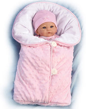Load image into Gallery viewer, The Ashton-Drake Galleries Reversible Pink Fleece Bunting Baby Doll Accessory with Buttons - RCE Global Solutions