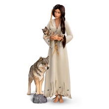 Load image into Gallery viewer, The Ashton - Drake Galleries Maiden of the Wolf Moon Portrait Doll Collector’s Edition Handcrafted & Hand Painted with Removable Light Up Cape and 2 Wolf Figures 21-inches - RCE Global Solutions