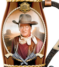 Load image into Gallery viewer, John Wayne Duke Porcelain Stein With Bronze Toned Metal Alloy Lid: Drink Safe by The Bradford Exchange - RCE Global Solutions