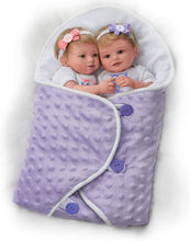 Load image into Gallery viewer, The Ashton - Drake Galleries Lifelike Poseable Twins "Hope and Faith" Baby Dolls Set with Purple Baby Bunting by Mayra Garza 14-inches - RCE Global Solutions