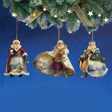 Load image into Gallery viewer, The Ashton-Drake Galleries Old World Victorian Santas Ornament Collection Issue #5 Christmas Decoration Set of 3 by Thomas Kinkade 4-Inches - RCE Global Solutions