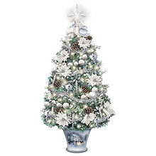 Load image into Gallery viewer, The Bradford Exchange Thomas Kinkade Winter Splendor Floral Tabletop Christmas Tree Decoration Adorned with Ornaments Holly Leaves Mistletoe Pearl White Berry Picks 30 LED Lights 24hr Timer 26-Inches - RCE Global Solutions