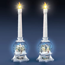 Load image into Gallery viewer, The Bradford Exchange Thomas Kinkade Snowglobe Candleholders and Flameless Candles Light Up - RCE Global Solutions