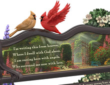 Load image into Gallery viewer, The Hamilton Collection Until We Meet Again Remembrance Sculpture Featuring A Park Bench with Artwork by Artist Thomas Kinkade & Adorned with Sculpted Flowers & Cardinals - RCE Global Solutions