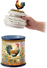Load image into Gallery viewer, Dona Gelsinger Country Rooster Art Cookie Jar With Free Cookie Cutter And Recipe by The Bradford Exchange - RCE Global Solutions