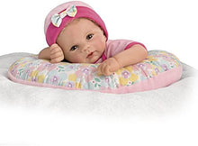 Load image into Gallery viewer, The Ashton - Drake Galleries Cuddle Cutie Lifelike So Truly Real® Baby Girl Doll and Pillow Set Weighted Fully Poseable with Soft RealTouch® Vinyl Skin by Master Doll Artist Violet Parker 17"-Inches - RCE Global Solutions