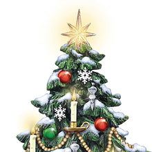 Load image into Gallery viewer, The Bradford Exchange Thomas Kinkade The Heart of Christmas Tree Handcrafted Holiday Decor with Illuminated LED Candles Sculpted Village Buildings Star Topper and Plays Music with Rotating Train 13"-Inches - RCE Global Solutions