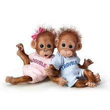 Load image into Gallery viewer, The Ashton - Drake Galleries Double Trouble Twice The Fun Poseable Vinyl Soft & Huggable Realistic Baby Orangutan Monkey Twins Crafted by Award Winning Artist Cindy Sales 8-inches - RCE Global Solutions