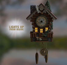Load image into Gallery viewer, Log Cabin Illuminated Wall Clock With Wilderness Sounds by The Bradford Exchange - RCE Global Solutions
