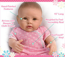 Load image into Gallery viewer, The Ashton - Drake Galleries So Truly Mine® Realistic Lifelike Baby Girl Doll Weighted Fully Poseable with Soft RealTouch® Vinyl Skin Dark Brown Hair Blue Eyes by Doll Artist Linda Murray 15-inches - RCE Global Solutions