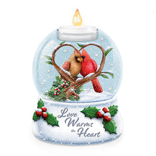 Load image into Gallery viewer, The Bradford Exchange Love Warms The Heart Illuminated Holiday Water Globe with Handcrafted Cardinal Sculpture with Flamesless Tea Light 4.75"W x 6"H - RCE Global Solutions