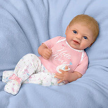 Load image into Gallery viewer, The Ashton - Drake Galleries Hello World So Truly Real® Newborn Lifelike Baby Girl Doll Weighted Fully Poseable with Soft RealTouch® Vinyl Skin by renowned Master Doll Artist Violet Parker 17-inches - RCE Global Solutions